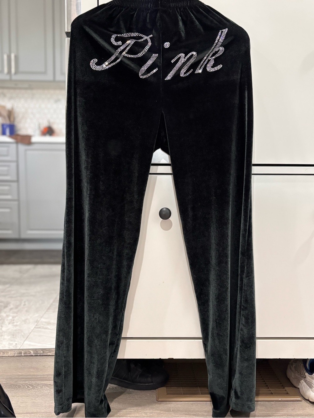 PINK Victoria's Secret  Black Velvet Joggers